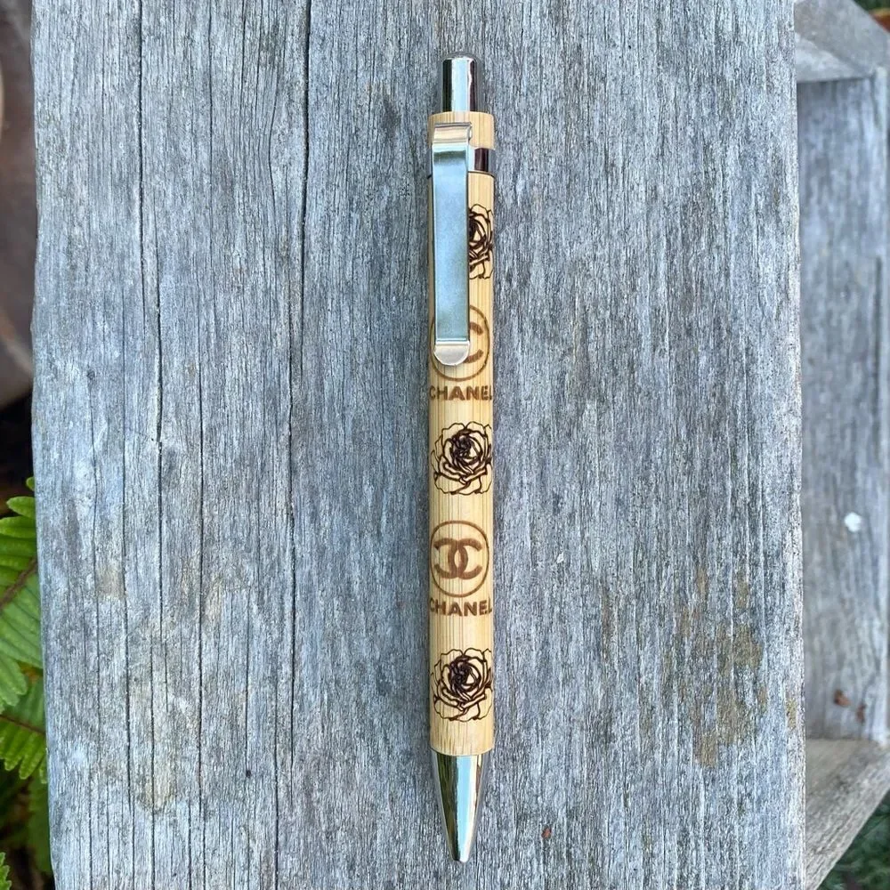 New Handmade Laser Engraved Pink Notebook/Daily Planner & Bamboo Pen Designer